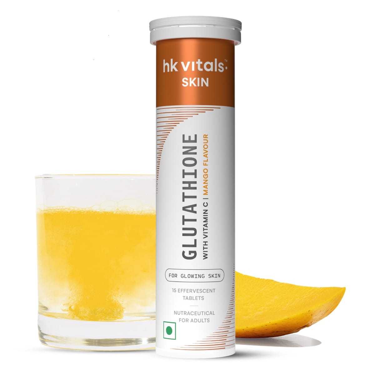 HK Vitals Glutathione (Mango, 15 Effervescent Tablets) | L-Glutathione  Tablets with Vitamin C & E