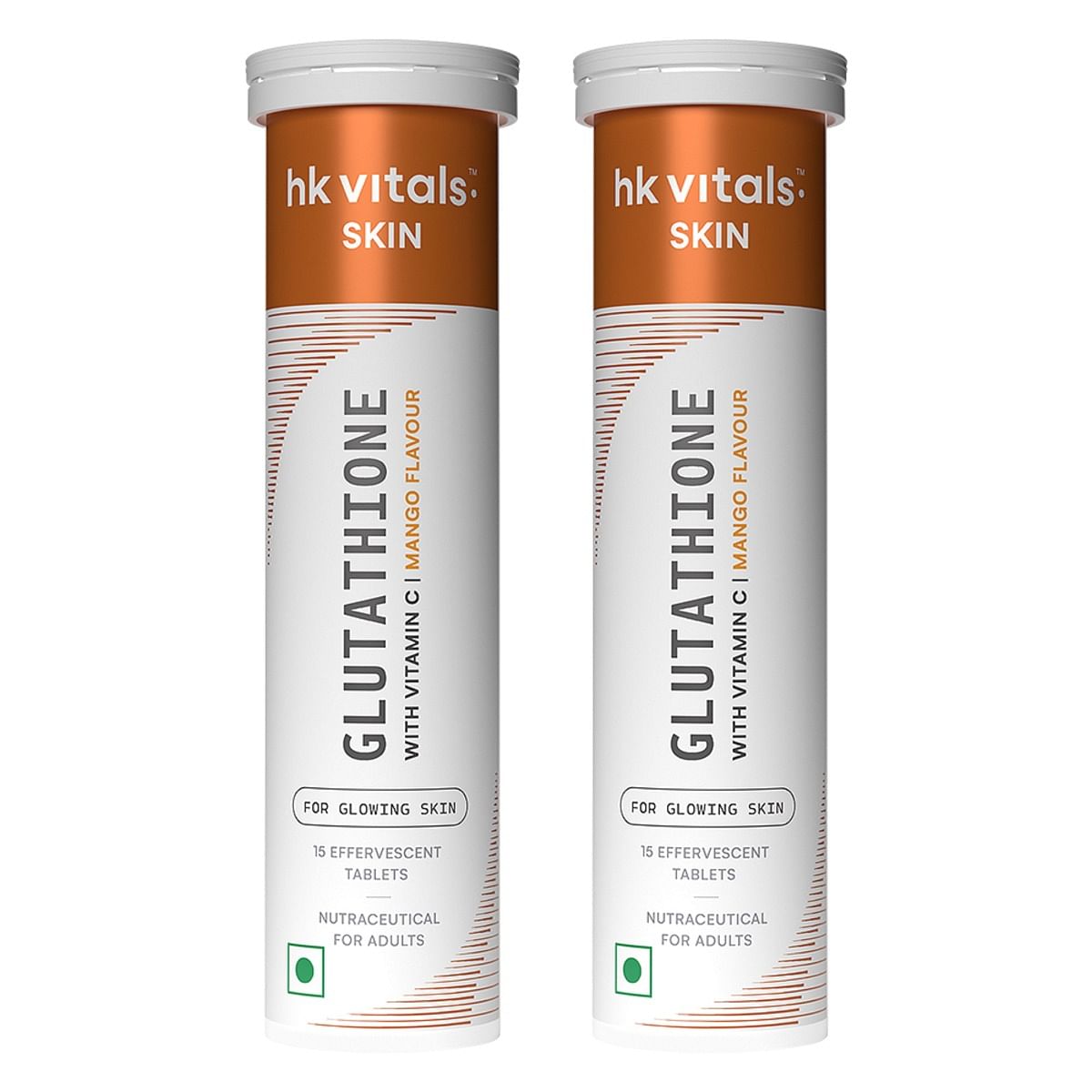 

HK Vitals Glutathione (Mango, 15 Effervescent Tablets) | L-Glutathione Tablets with Vitamin C & E | For Skin Glow & Hydration (Pack of 2)