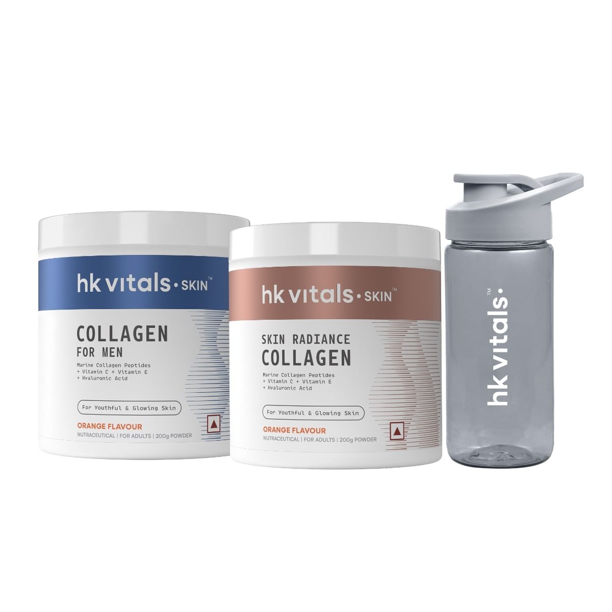 

HK Vitals Marine Collagen for Men Supplement (Orange, 200g) with Marine Collagen Supplement (Orange, 200g) & Sipper Bottle | Vitamin C, E, Sodium H...