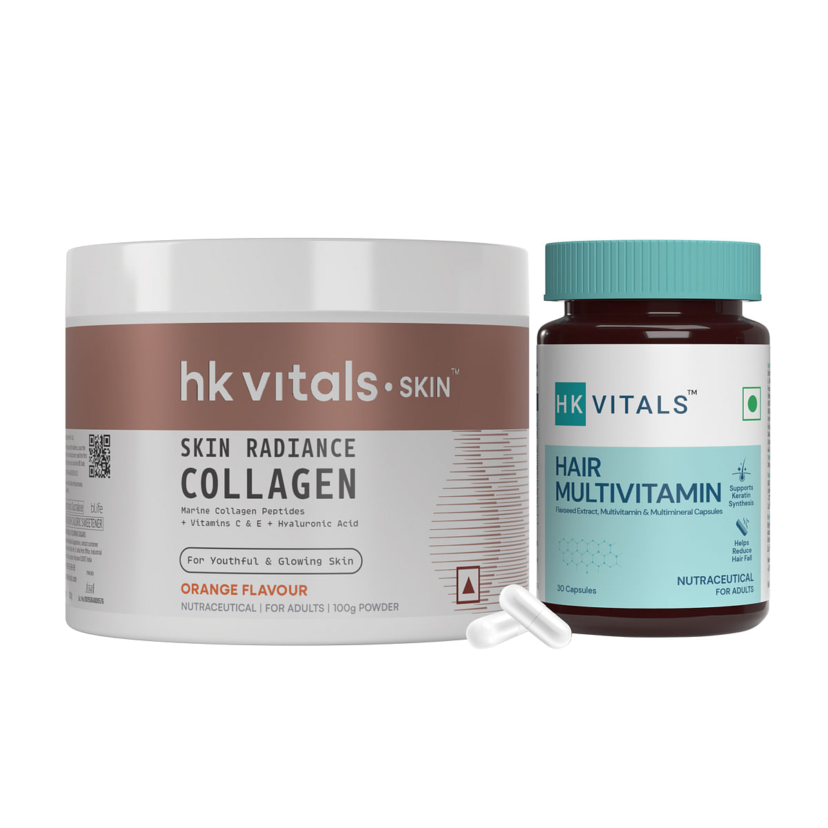 

HK Vitals Hair Multivitamin with DHT Blockers, Omega & Biotin, Supports Keratin Synthesis & Helps Reduce Hair Fall, 30 Multivitamin Capsules with S...