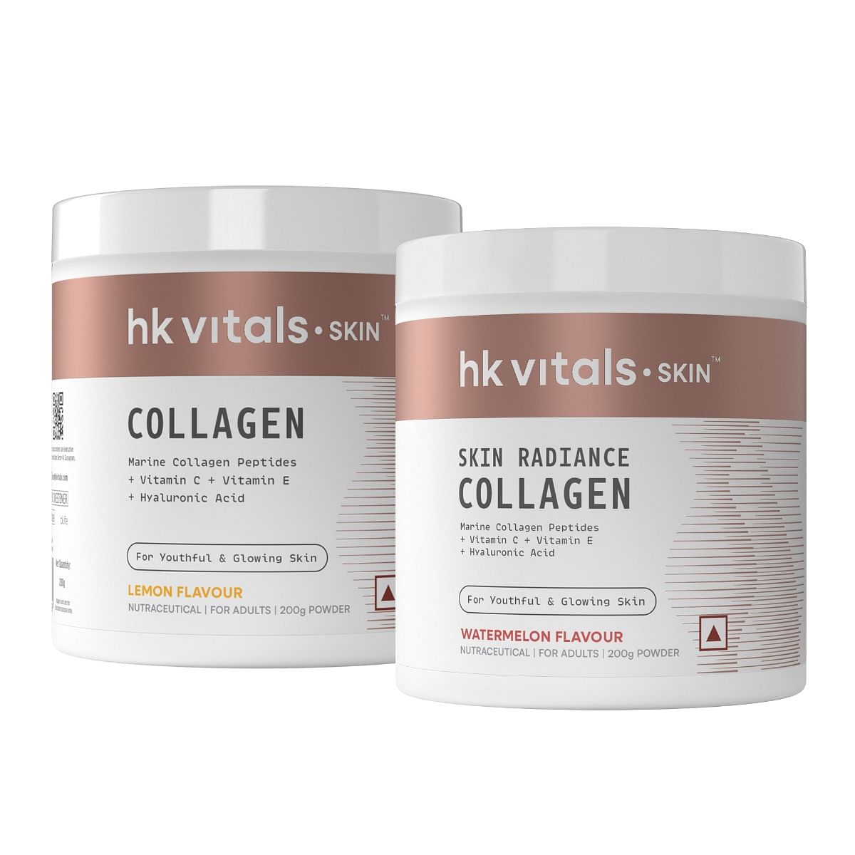 

HK Vitals Marine Collagen Supplement (Lemon, 200g) with Marine Collagen Supplement (Watermelon, 200g) | Vitamin C, E, Sodium Hyaluronate | For Heal...