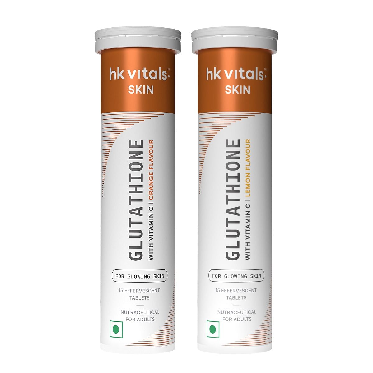 

HK Vitals Glutathione (Lemon, 15 Effervescent Tablets) with Glutathione (Orange, 15 Effervescent Tablets)| L-Glutathione Tablets with Vitamin C & ...