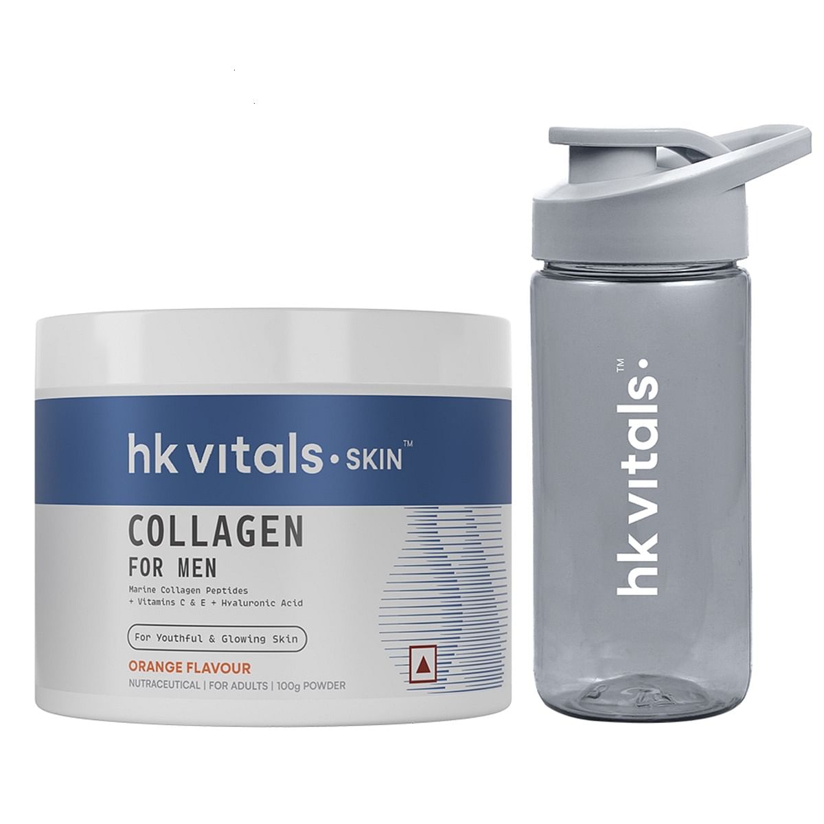 

HK Vitals Marine Collagen for Men Supplement (Orange, 100g) | Vitamin C, E, Sodium Hyaluronate | For Youthful & Glowing Skin with Sipper
