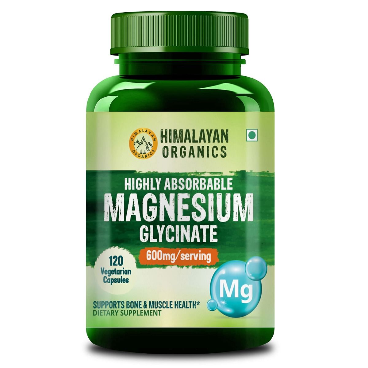 

Himalayan Organics Highly Absorbable Magnesium Glycinate | Support Overall Nerve And Muscle Health | Strong Bones For Men & Women - 120 Vegetable C...