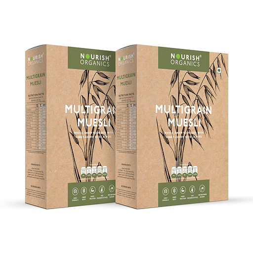 

Nourish Organics Honey Crunch Muesli, 300g | Whole-Grains | Cashews, Almonds & Raisins (Pack of 2)