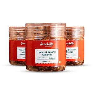 Snackible Honey and Sesame  Almonds - (Pack of 3) 3x50gm