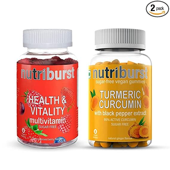 

Nutriburst Health & Vitality Multivitamin 60 Gummies + NUTRIBURST Heart & Digestion Health with Turmeric Curcumin and Black Pepper extract Vegan a...