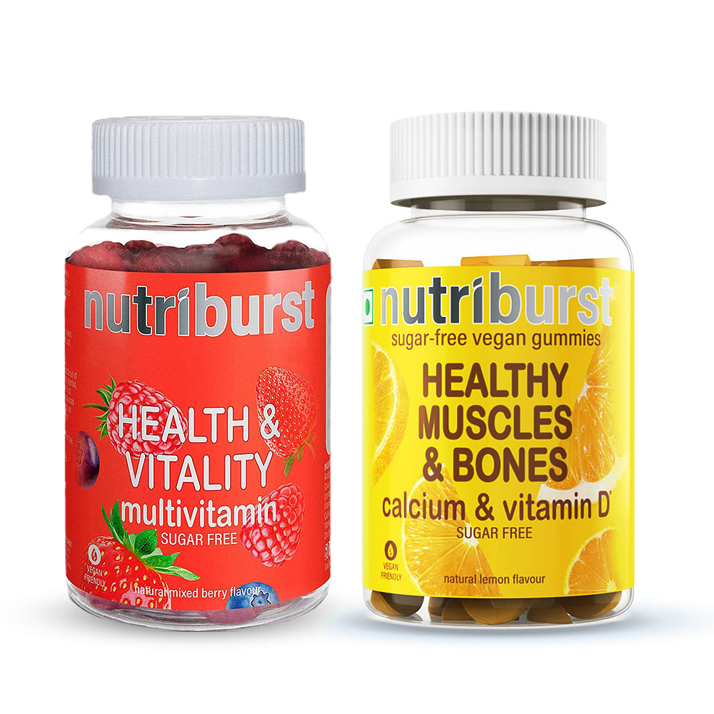 Nutriburst Health & Vitality Multivitamin 60 Gummies + NUTRIBURST Sugar ...