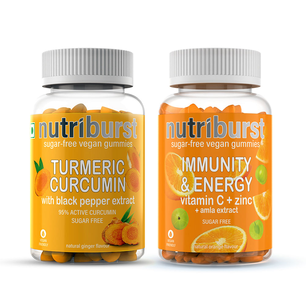 

NUTRIBURST Heart & Digestion Health with Turmeric Curcumin and Black Pepper extract 60 Gummies + NUTRIBURST Immunity Booster with Vitamin C, Zinc ...