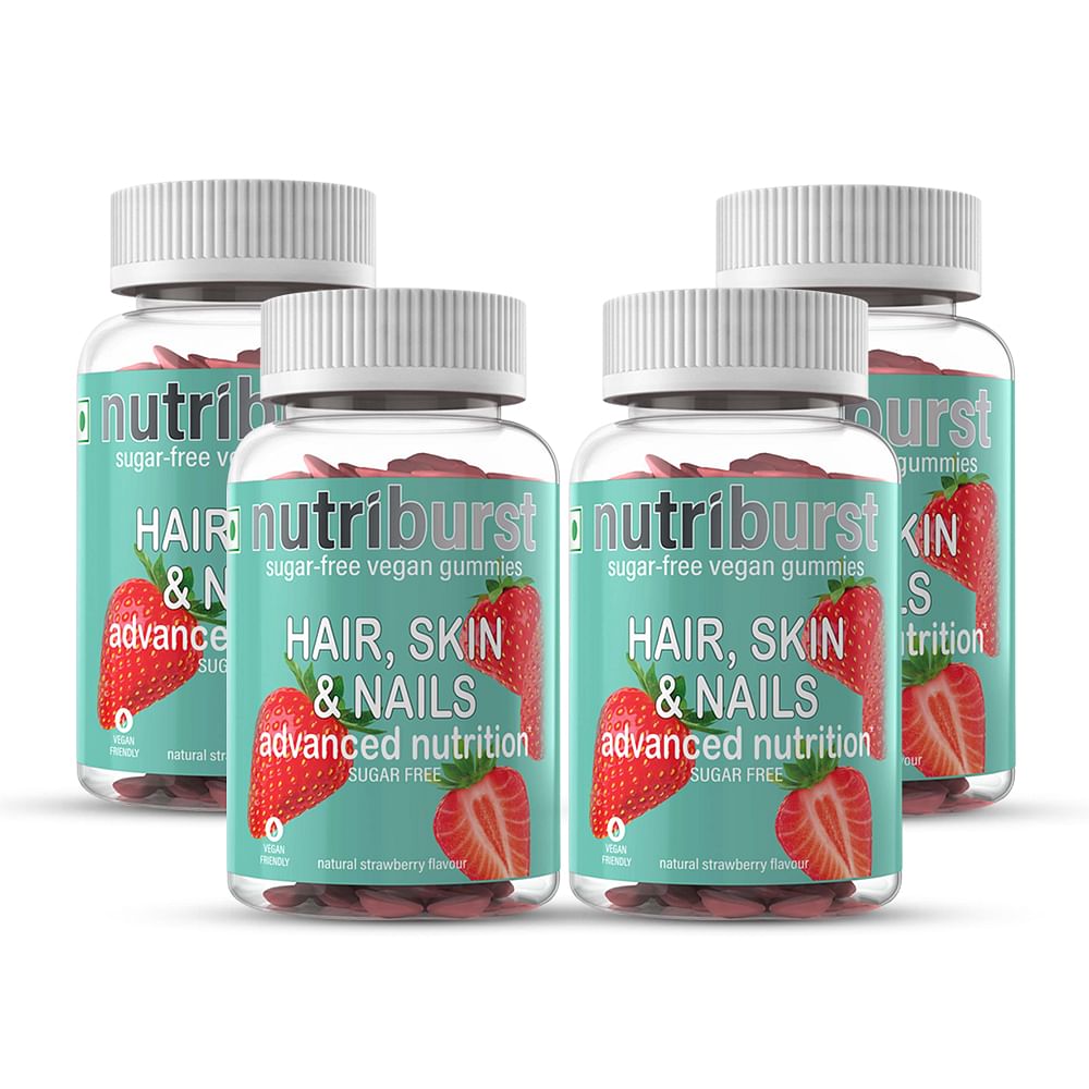 

NUTRIBURST Hair, Skin & Nails Gummies | Enriched with Biotin | Healthy Skin, Hair & Nails | VEGAN AND SUGAR-FREE | 60 Strawberry flavored Gummies (...