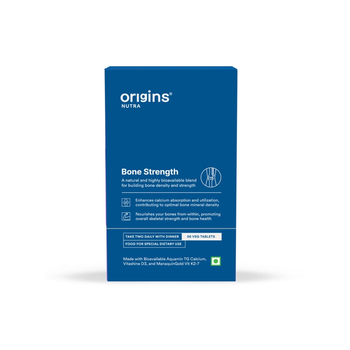 

Origins Nutra Bone Strength | Builds Bone Density, Helps Joints Flexibility | Aquamin Tg, Natural Vitamin K27, Vitashine D3 | GMP Certified | For M...