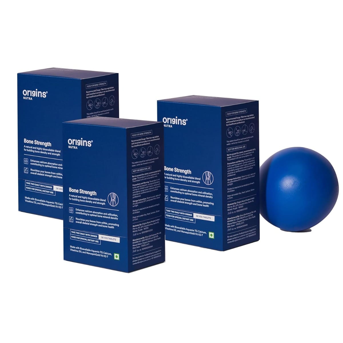 

Origins Nutra Bone Strength | Builds Bone Density, Helps Joints Flexibility | Aquamin Tg, Natural Vitamin K27, Vitashine D3 | GMP Certified | For M...