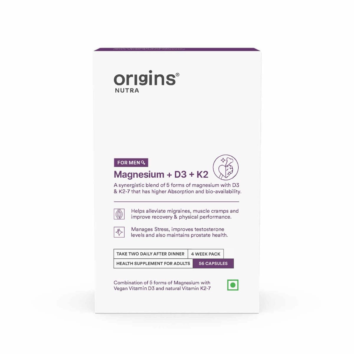 

Origins Nutra Magnesium Supplement for Men | 5 Magnesium Salts, Vitamin K2-7, and Vitashine D3 for Muscle Health and Migraine Relief | GMP Certifie...