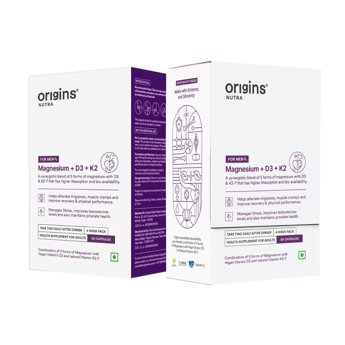 

Origins Nutra Magnesium Supplement for Men | 5 Magnesium Salts, Vitamin K2-7, and Vitashine D3 for Muscle Health and Migraine Relief | GMP Certifie...