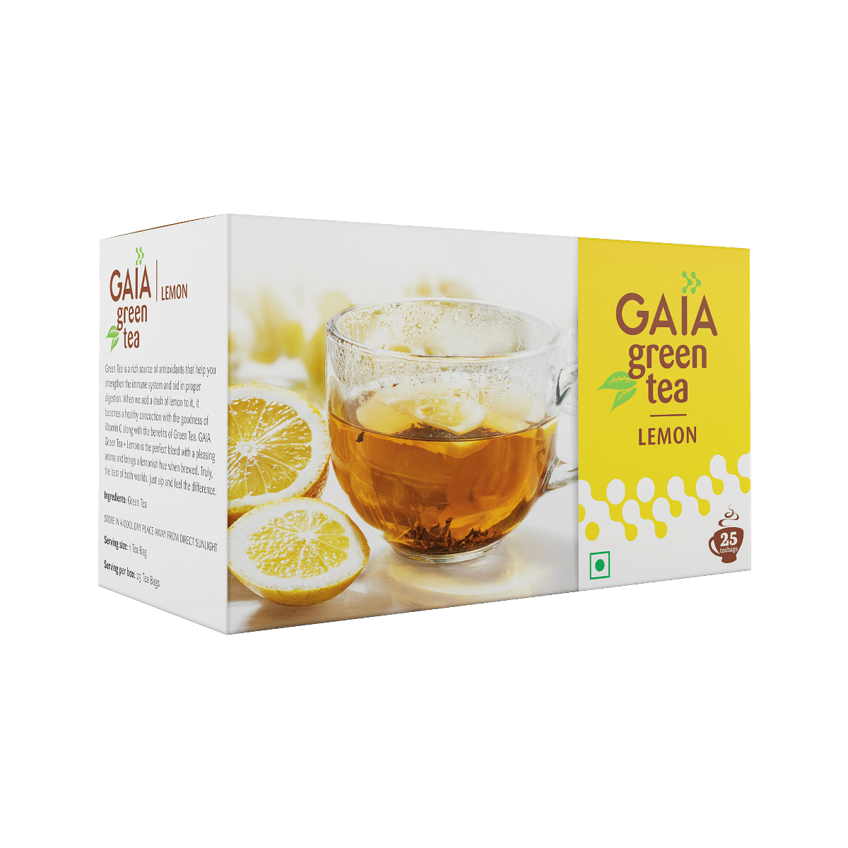 Gaia Green Tea + Lemon Tea Bags