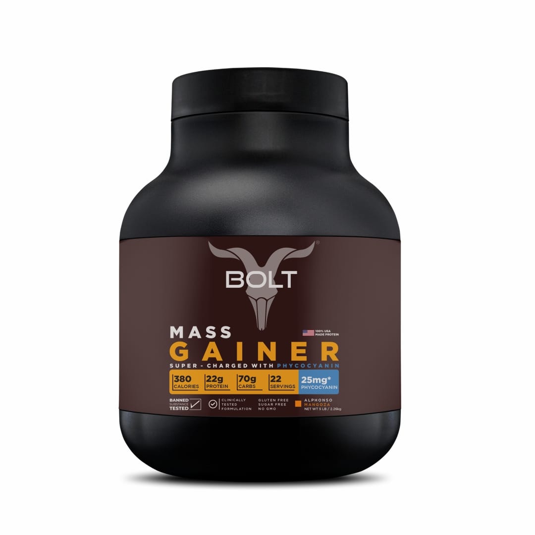 Bolt Mass Gainer Super-Charged With Phycocyanin For Muscle Gainer & Weight Gain Objectives | 5 lb, 2.26kg |