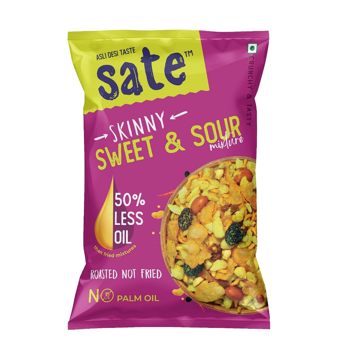 

SATE Skinny Tasty Roasted Sweet & Sour Mixture with 50% Less Oil. No Palm Oil. No Artificial Preservatives/Colours. Trans-Fat & Cholesterol Free - ...