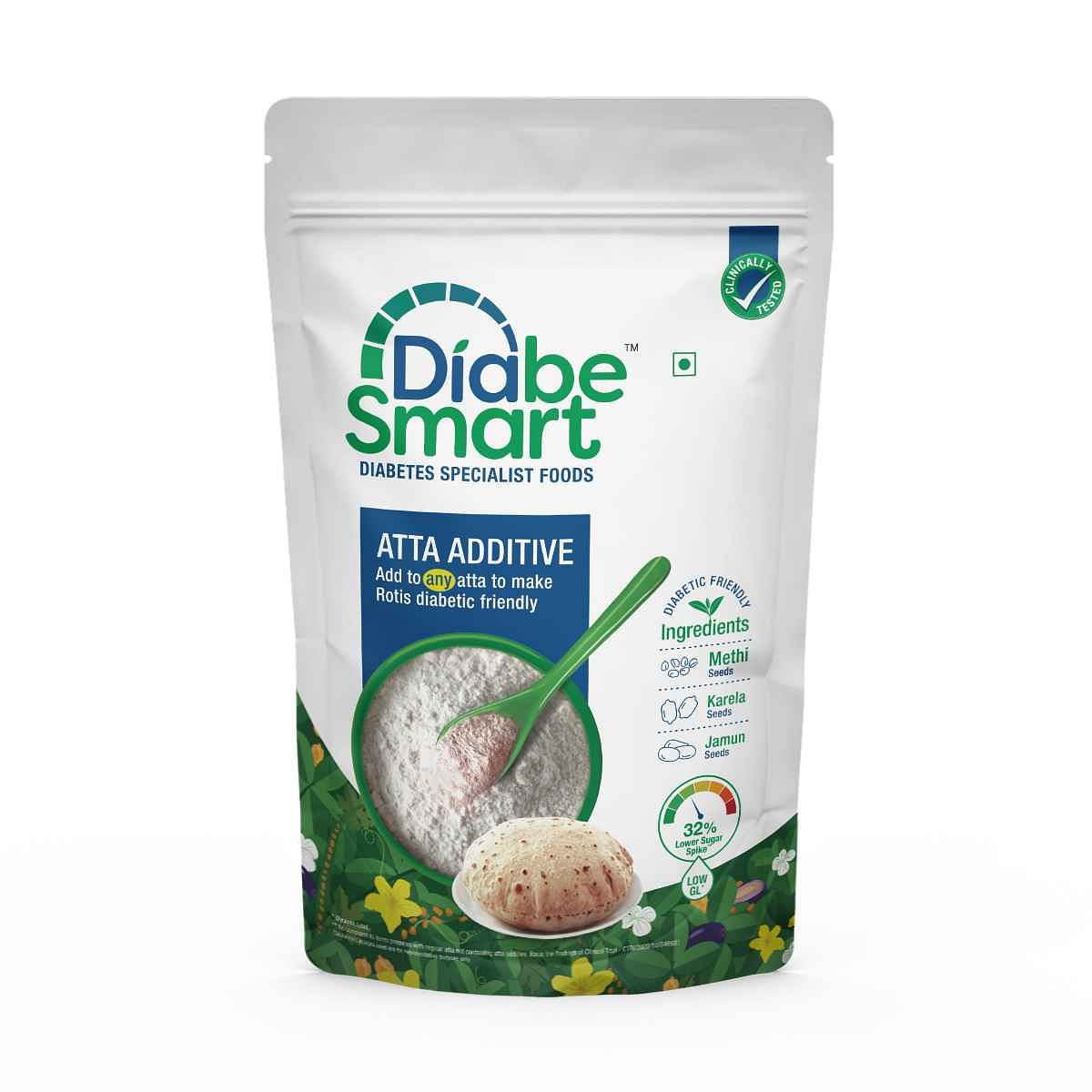 

DiabeSmart - Diabetic Atta Additive Add to Regular Flour for 50% Lower Sugar Spike | Low GI Flour Additive for Sugar Control | Clinically Tested Di...