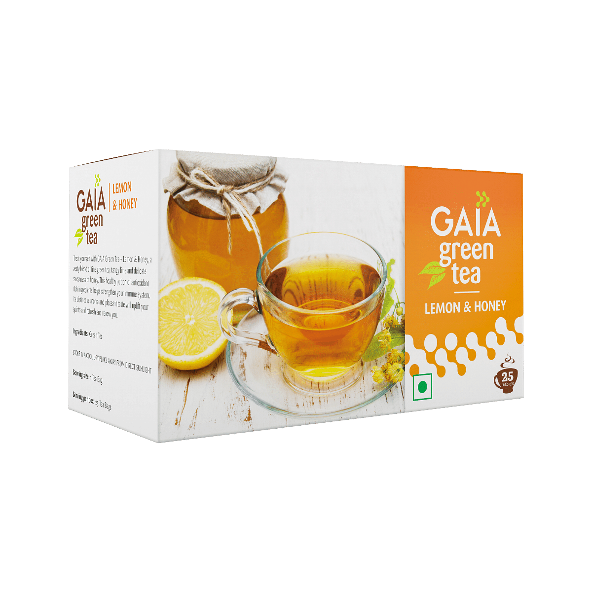 Gaia Green Tea + Lemon & Honey Tea Bags