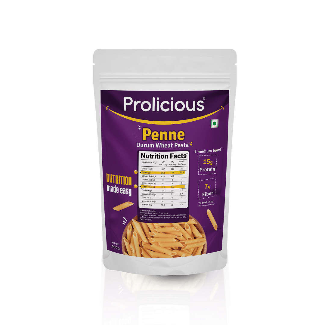 Prolicious Penne Pasta | High Protein High Fiber Pasta | Made with Durum Wheat | Natural Protein