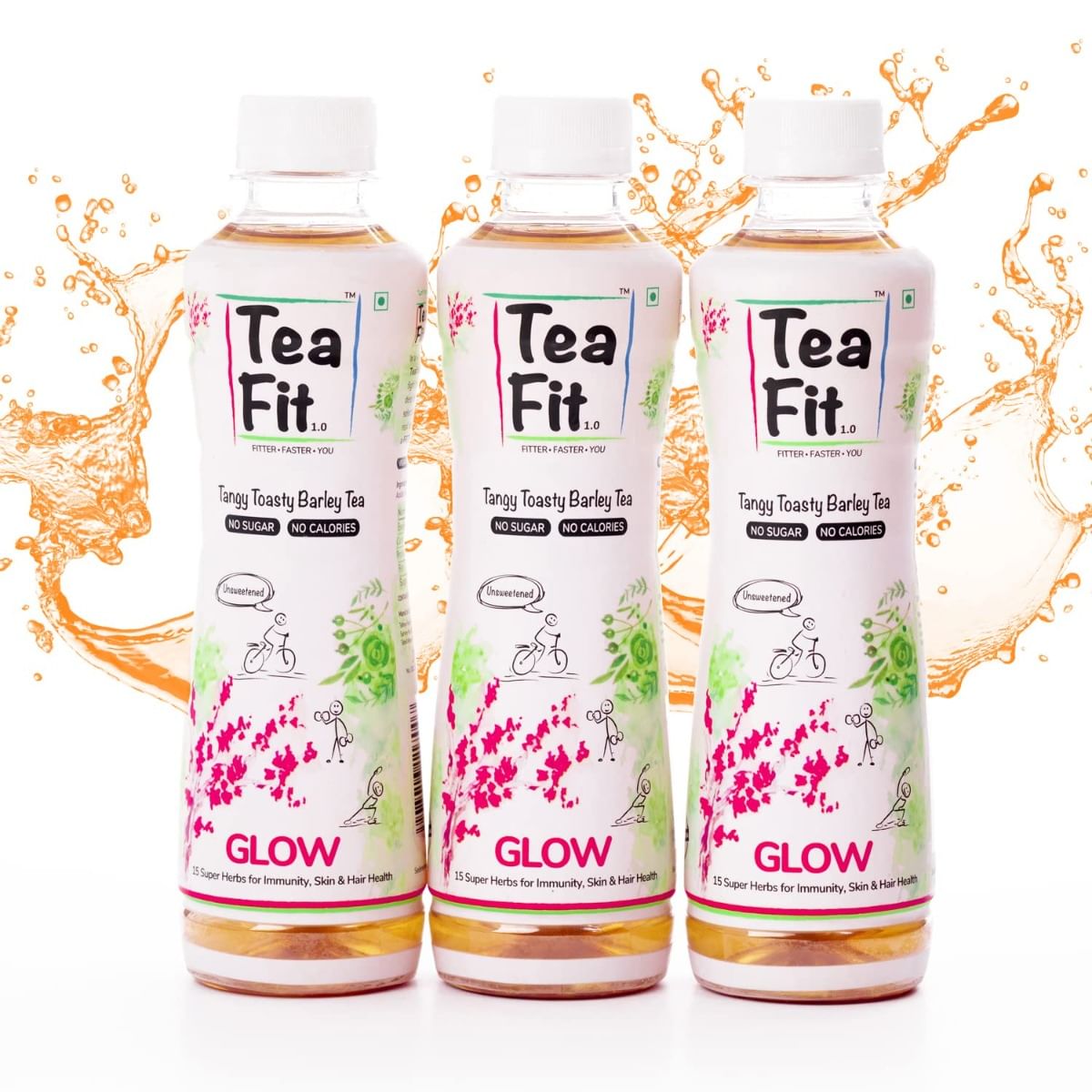 

TeaFit Glow ZERO SUGAR Barley Ice Tea | Freshly Brewed & Unsweetened Drink | Skin, Hair, Gut Health | With 15 Super Herbs | Japanese Mugicha Tisane...