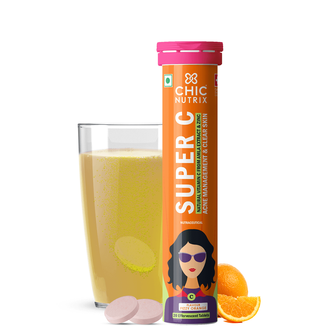 Chicnutrix Super C - Natural Vitamin C for Skin Protection - Fizzy Orange Flavour