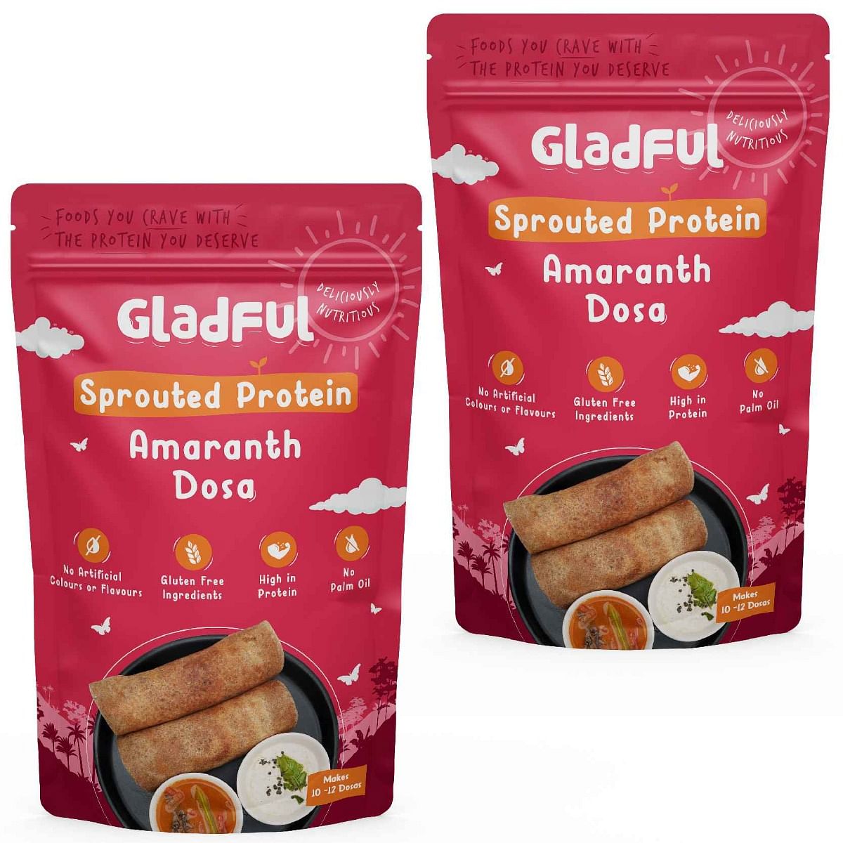 

Gladful Sprouted Dosa Amaranth Instant Mix - Protein For Families and Kids (Pack 2) - 400 gms