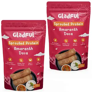Gladful Sprouted Dosa Amaranth Instant Mix - Protein For Families and Kids (Pack 2) - 400 gms