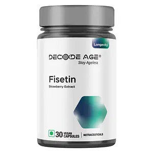 Decode Age 99% Pure Fisetin Supplement, Senolytic Activator 100 mg Slow down ageing, Improve Skin, Protect Liver Damage, Improve Memory and Helps in Controlling Blood Suger (30 Veg Capsules)