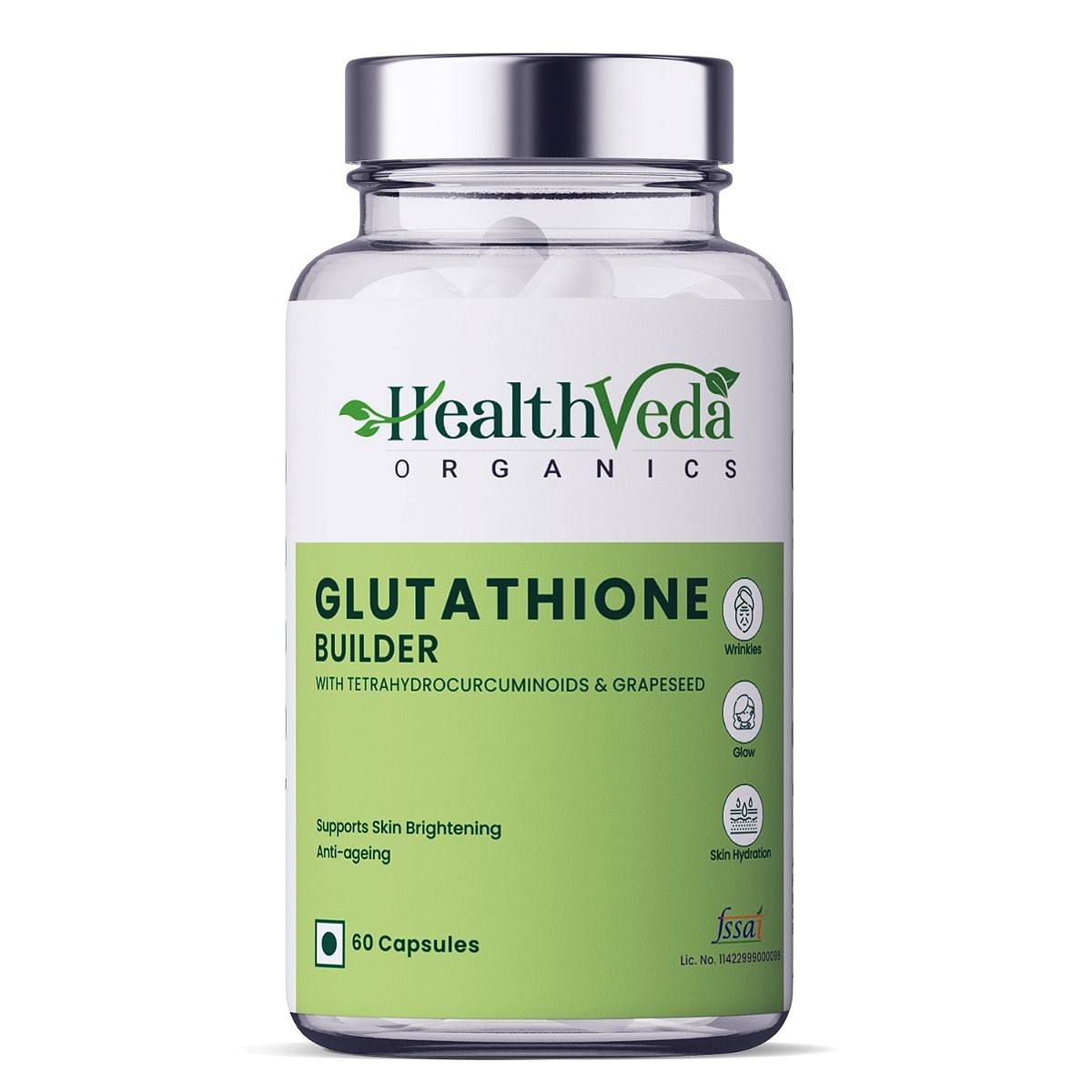 

Health Veda Organics Plant Based Glutathione Builder with Tetrahydrocurcuminoids & Grape Seed Extract | 60 Veg Capsules| Antioxidant Support for An...