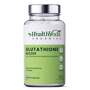 Health Veda Organics Plant Based Glutathione Builder with Tetrahydrocurcuminoids & Grape Seed Extract | 60 Veg Capsules| Antioxidant Support for Anti-Ageing, Youthful & Brightening Skin| For Both Men & Women