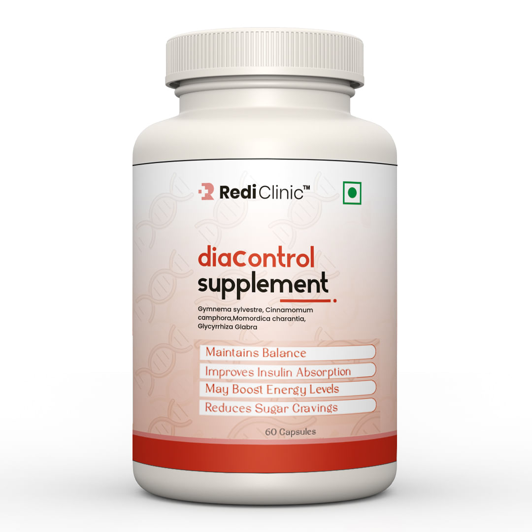 

RediClinic Diabetic Care Capsules | Gymnema Sylvestre, Cinnamomum | Manage Diabetes and Blood Glucose Level - 60 Capsules