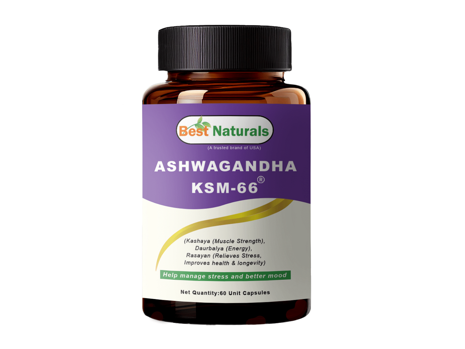 

Best Naturals KSM-66 Ashwagandha 500 mg – Organic Ashwagandha Root Extract – 60 Capsules – 2-Month Supply – Trusted Brand from USA