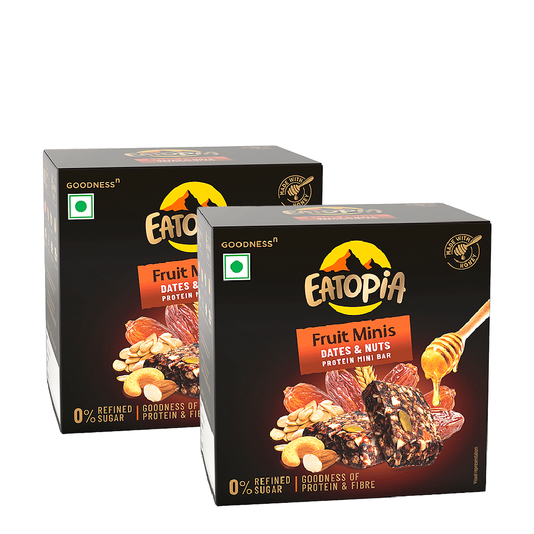 

Eatopia Fruit Minis Dry Fruits Protein Bars with Dates, Oats & Honey, Nuts & Seeds- 100g | Sugar Free Healthy Breakfast Snacks | 100% Natural Energ...