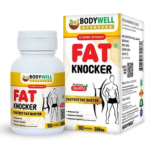 BODYWELL Fat Knocker, Enriched with 12 Ayurvedic Herbs Extract For Weight Loss | 500mg |  90 Veg. Capsules