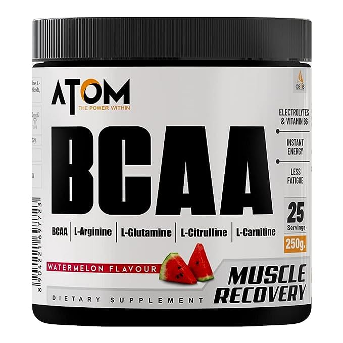 

AS-IT-IS Nutrition ATOM BCAA 250g powder with L-arginine, L-Carnitine, L-Citrulline for Energy Burst & Athletic Performance | Watermelon Flavor