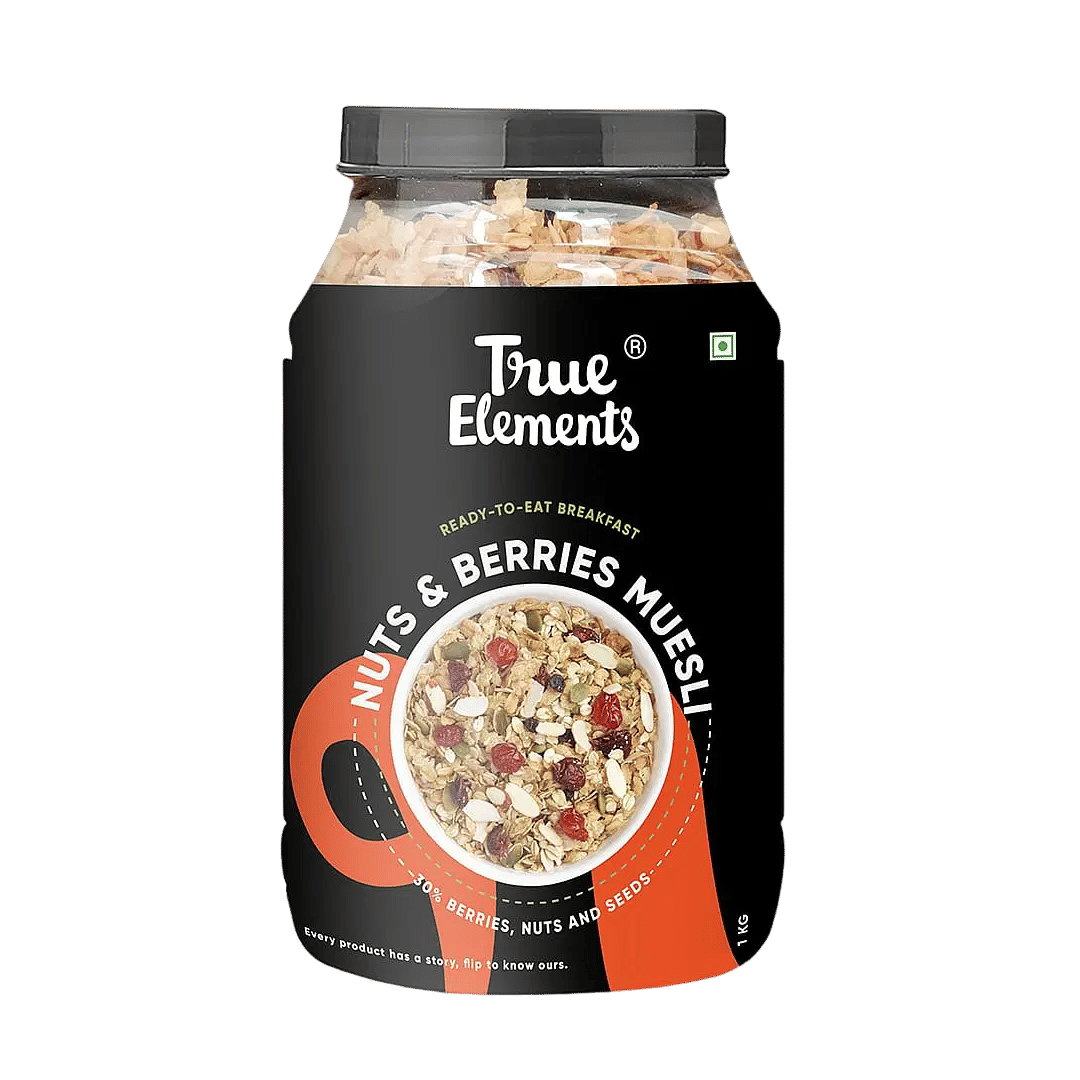 True Millets True Elements Nuts & Berries Muesli 1kg With 14% Millets, Almonds ...