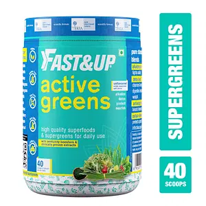 Fast & Up Active Greens - Daily Greens with Antioxidant, Cellular Defense & Alkalizing Blends-No Added Sugar (280 g)