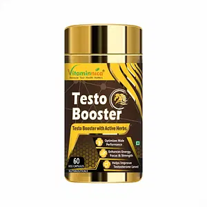 Vitaminnica Testo Booster | Testo Booster With Active Hearbs | Optimizes Male Performance, Enhances Energy, Focus & Strength & Helps Improve Testosterone Level | 60 Veg Capsules