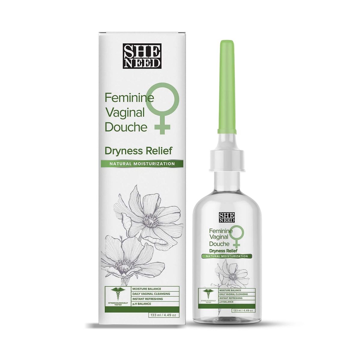 

SheNeed Feminine Vaginal Douche-Fresh Scent- With Ph-3.5. Daily Vaginal Cleansing And Protection From UTI, Fungus & Yeast - 133ml