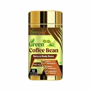 Vitaminnica Green Coffee Bean | Natural Body Detox | Rich In Anti-Oxidants, Boosts Metabolism & Helps Burn Extra Fat | 60 Veg Capsules