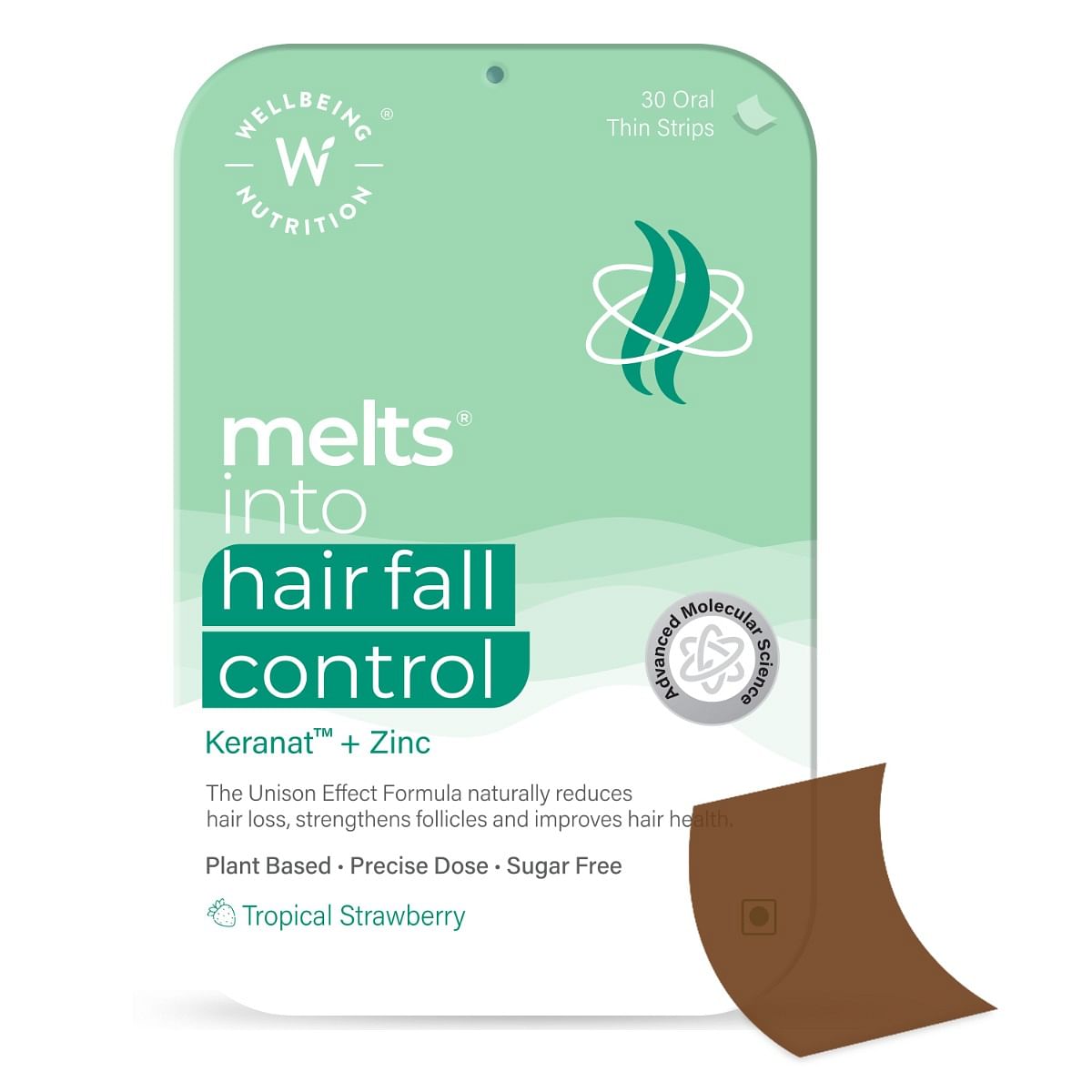 

Wellbeing Nutrition Melts Hair Fall Control (30 Oral Strips) | Keranat, Virgin Coconut Oil & Zinc- Plant Based Hair Loss Support to Improve Hair An...