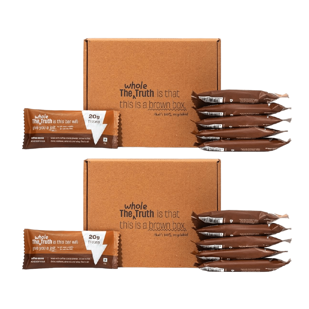 

The Whole Truth - High Protein Coffee Cocoa 20g Protein Bar - 5 Bars x 67g each - No Added Sugar - No Preservatives - No Artificial Flavours - All...