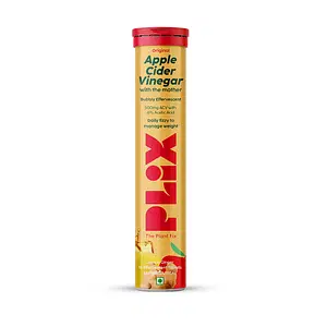 PLIX Worlds First Apple Cider Vinegar 15 Effervescent Tablets, Pack of 1 (Lemon Ginger) with vitamin B12 | 100% vegan | No added Sugar | Easy to consume| Gluten Free
