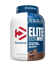 Dymatize Nutrition Elite Whey Protein Powder 5 lbs 2.3kg | 63 serving | Rich Chocolate | 25g Protein