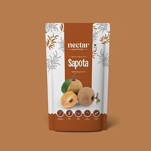 Nectar Superfoods Freeze Dried Chikoo (Sapota) | No Preservatives, No Added Sugar, Healthy Dried Fruit | 100% Natural, Vegan, Gluten Free Snack for Kids and Adults | 20 gram Pouch | Pack of 4