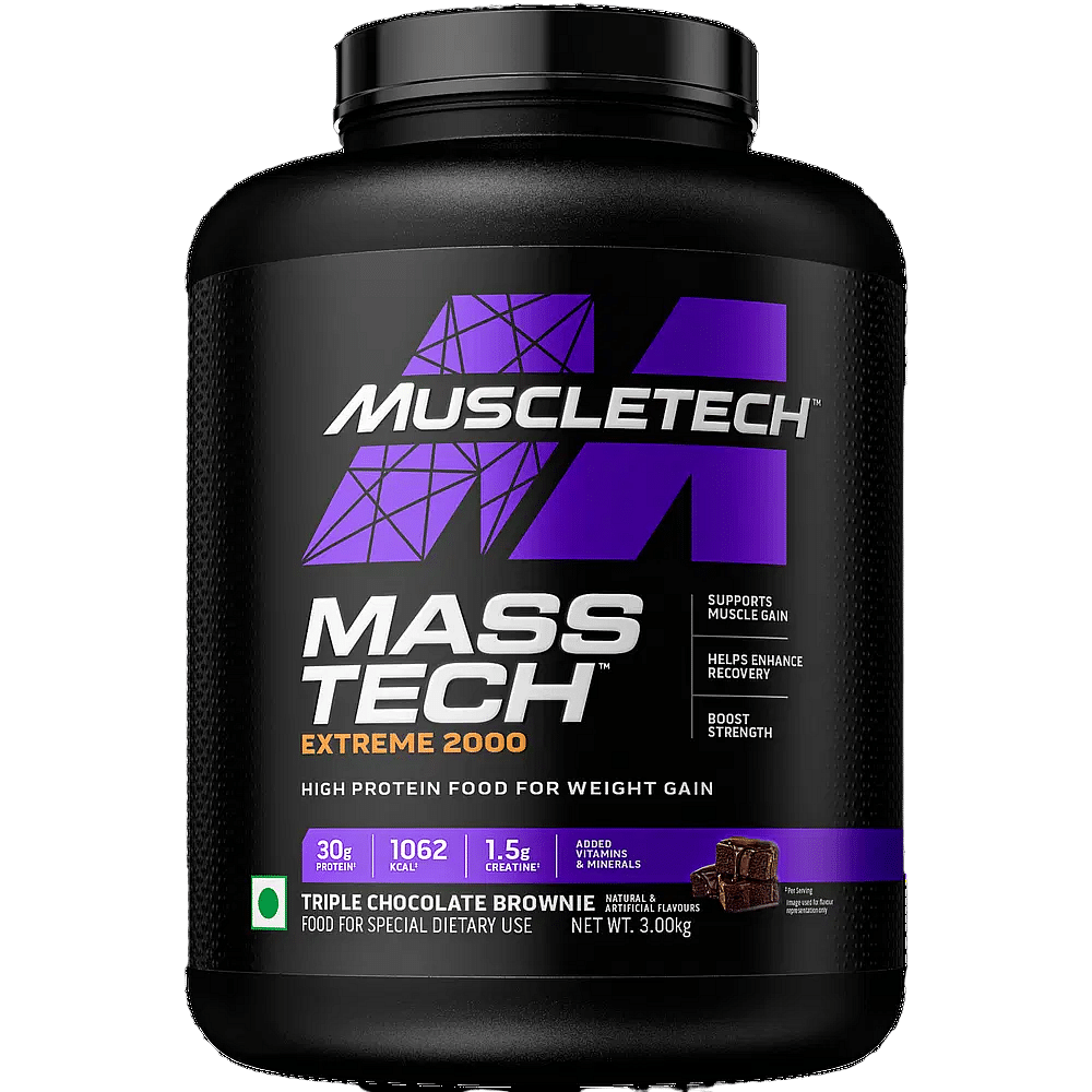 

MuscleTech MassTech Extreme 2000 3kg | 30g Protein | Triple Chocolate Brownie | Weight Gain