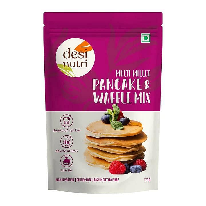 

Desi Nutri Buy 2 Multi Millet Pancakes Waffle Mix and Get Cookies Pack 100grams Free - 170grams each pack | Pancake mix| Zero Maida | Eggless