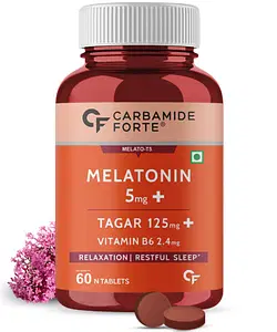 Carbamide Forte Melatonin 5mg with Tagara 125mg Sleep Supplement– 60 Veg Tablets