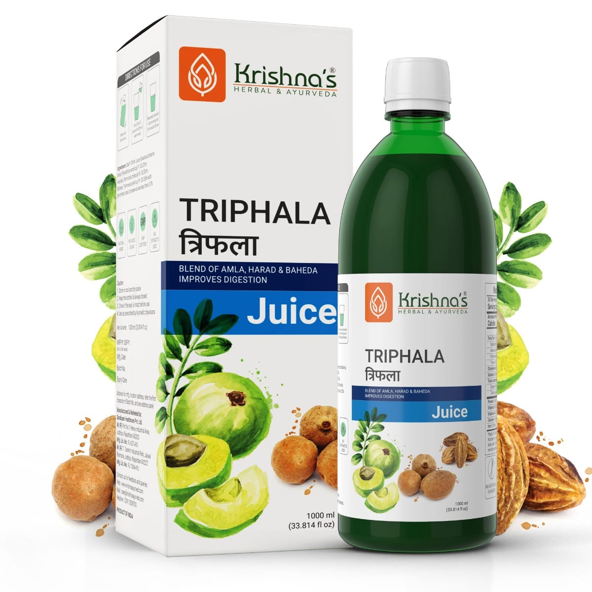 

Krishna's Triphala Juice - 1000 ml | Natural Laxative | Enriched with Amla, Harad, Baheda | Improves Digestion…